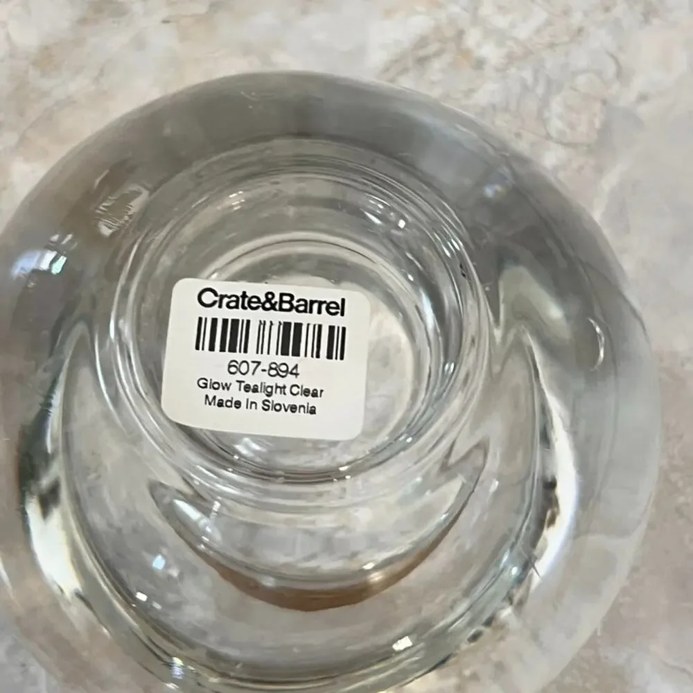 Crate & Barrel Clear Glow Tealight Candle Holder 3.5